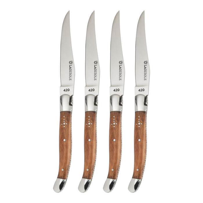 Au Nain Laguiole Olivewood Handle Steak Knives — Set of 4 Equipment French Home 