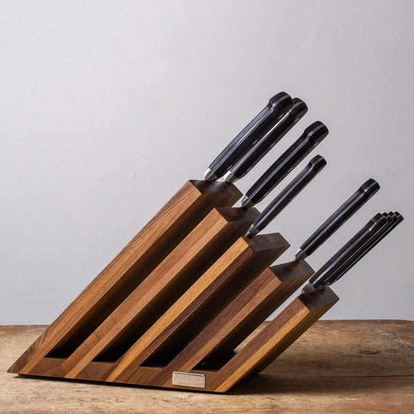 Large magnetic walnut design knife block