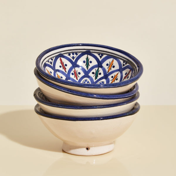 Marrakesh Blue Ceramic Bowls — Set of 4