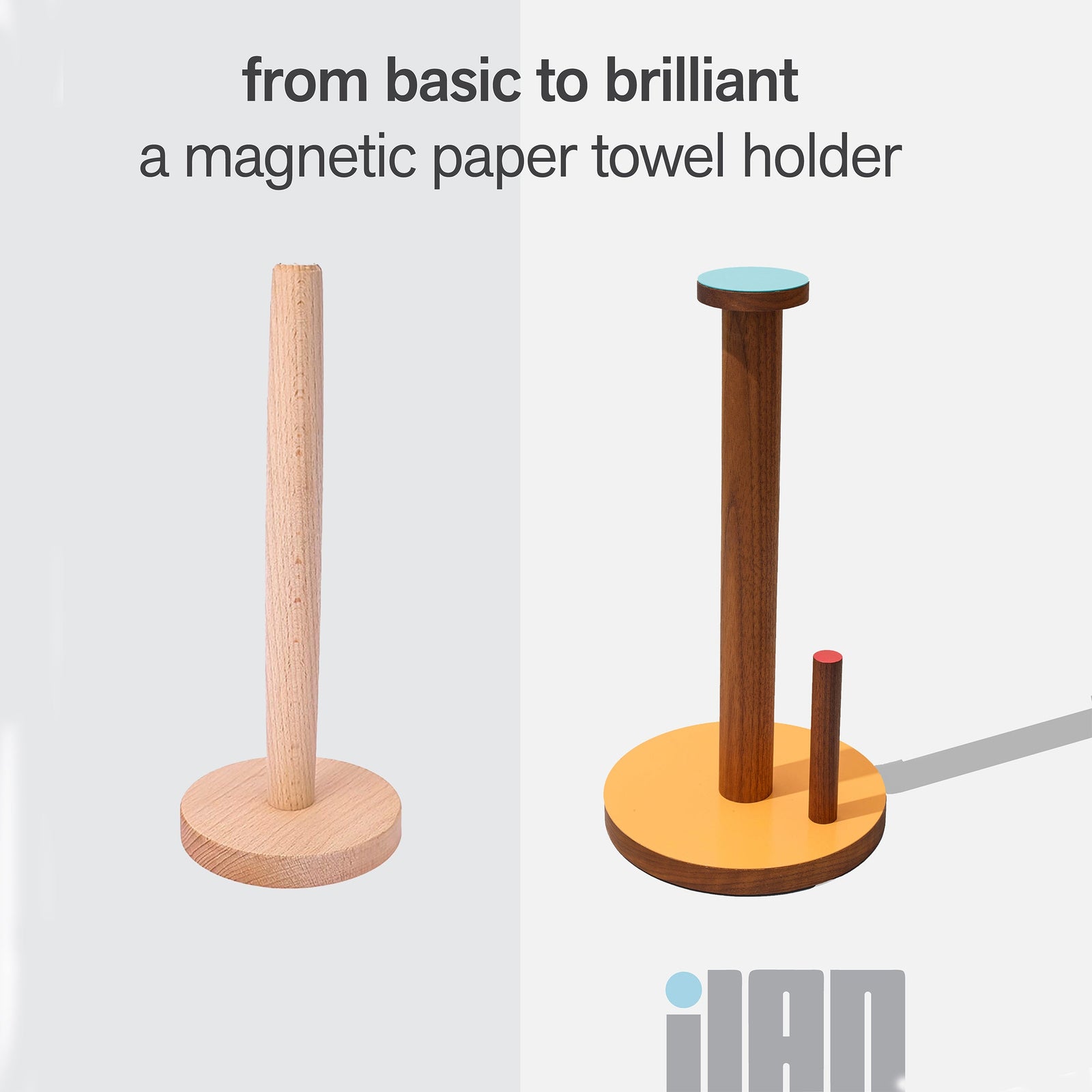 Ilan Ilan | The Paper Towel Keeper - Walnut/Orange