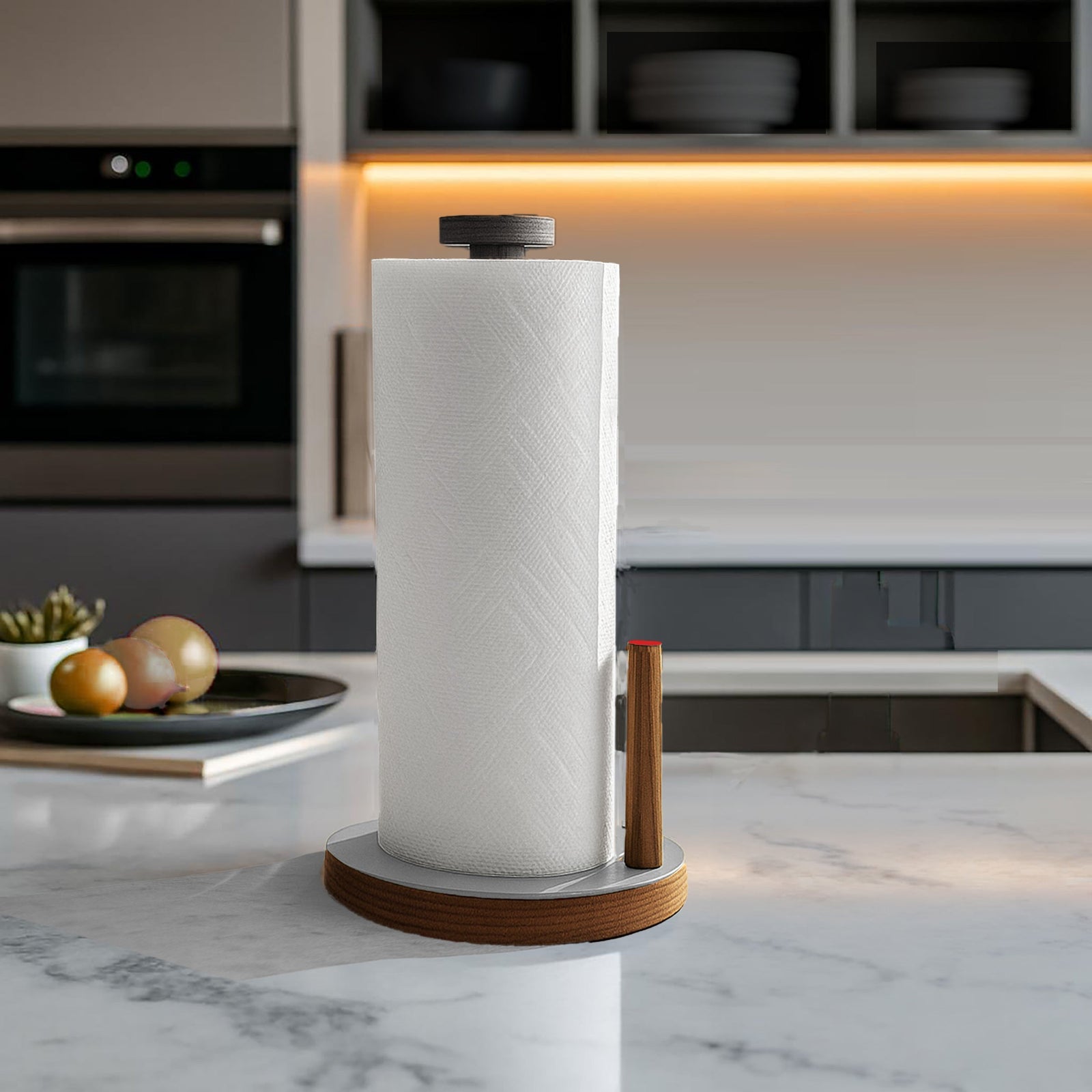Ilan Ilan | The Paper Towel Keeper - Walnut/Grey