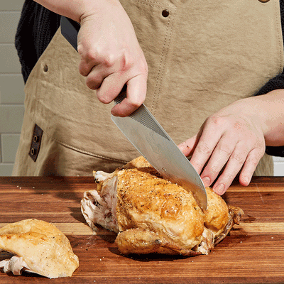 Slicing a roast chicken or beef roast