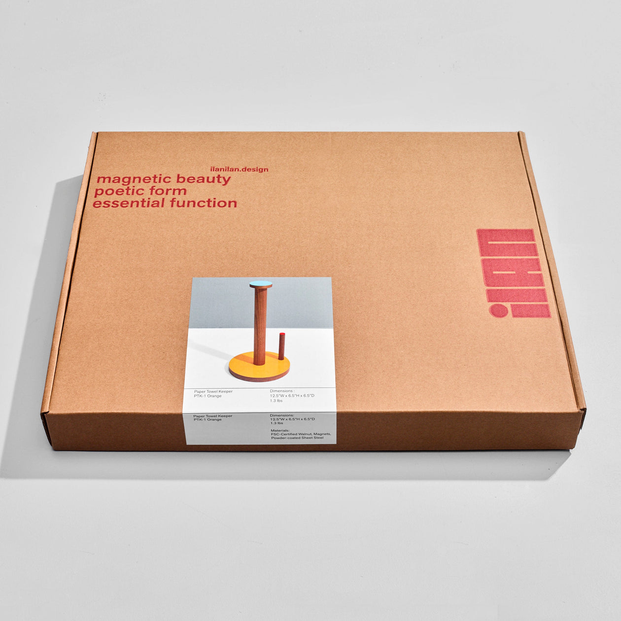 Ilan Ilan | The Paper Towel Keeper - Walnut/Orange