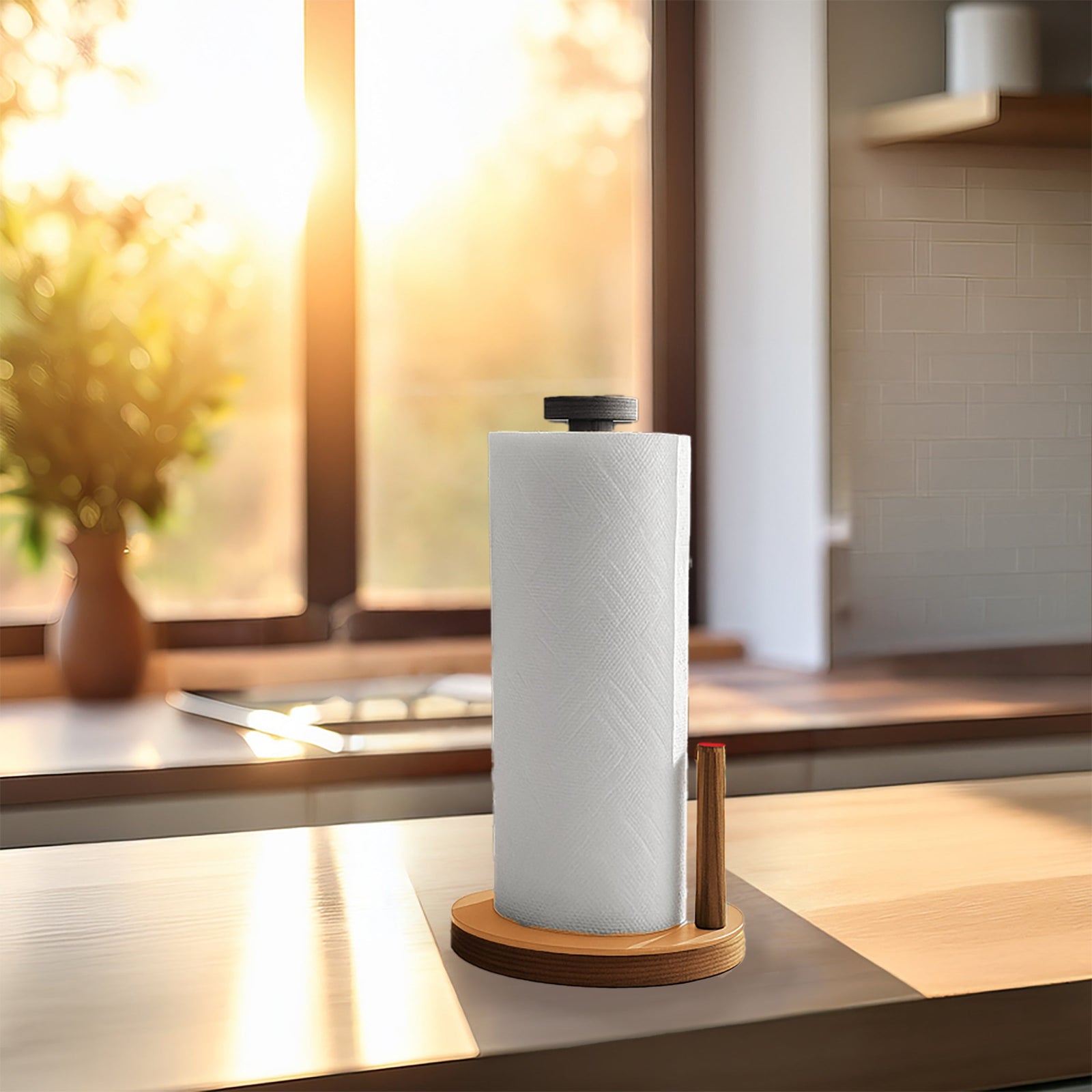 Ilan Ilan | The Paper Towel Keeper - Walnut/Orange