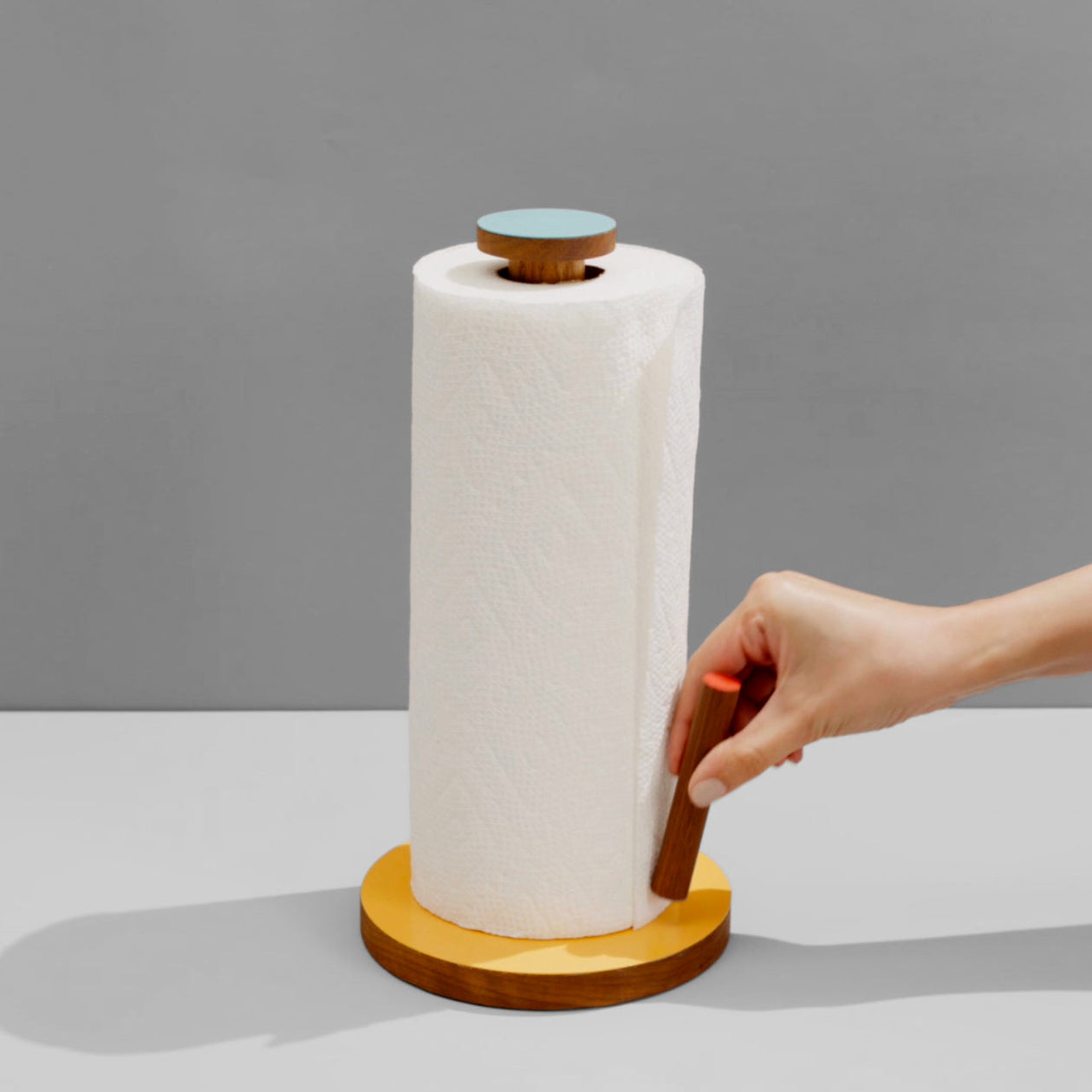 Ilan Ilan | The Paper Towel Keeper - Walnut/Orange