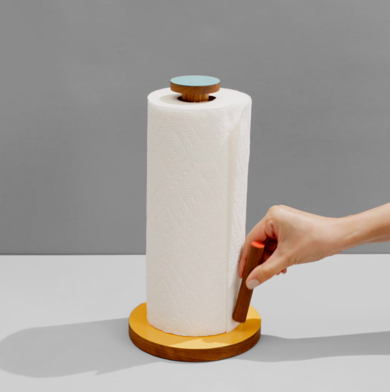 Ilan Ilan | The Paper Towel Keeper - Walnut/Orange
