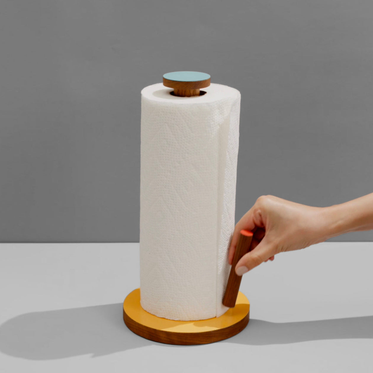 Ilan Ilan | The Paper Towel Keeper - Walnut/Orange