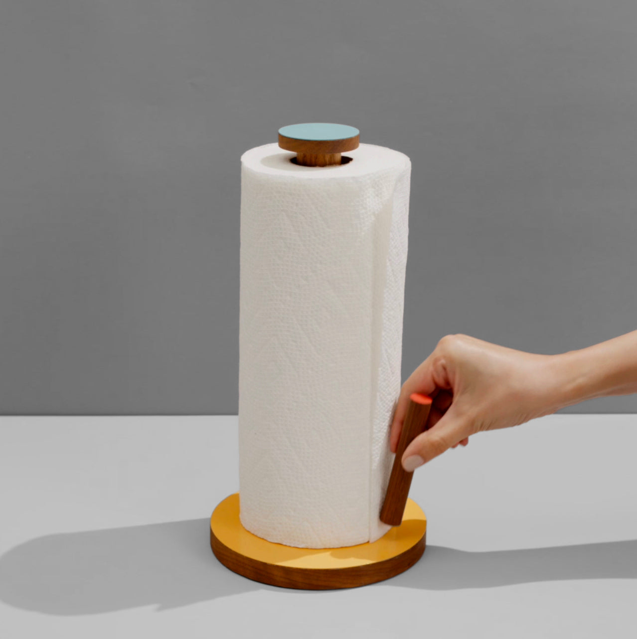 Ilan Ilan | The Paper Towel Keeper - Walnut/Orange