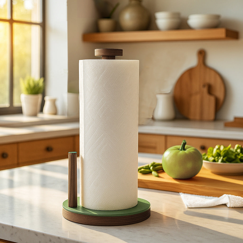 Ilan Ilan | The Paper Towel Keeper - Walnut/Green