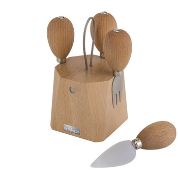 Artelegno Magnetic Knife Block with Cheese Knives — Set of 4