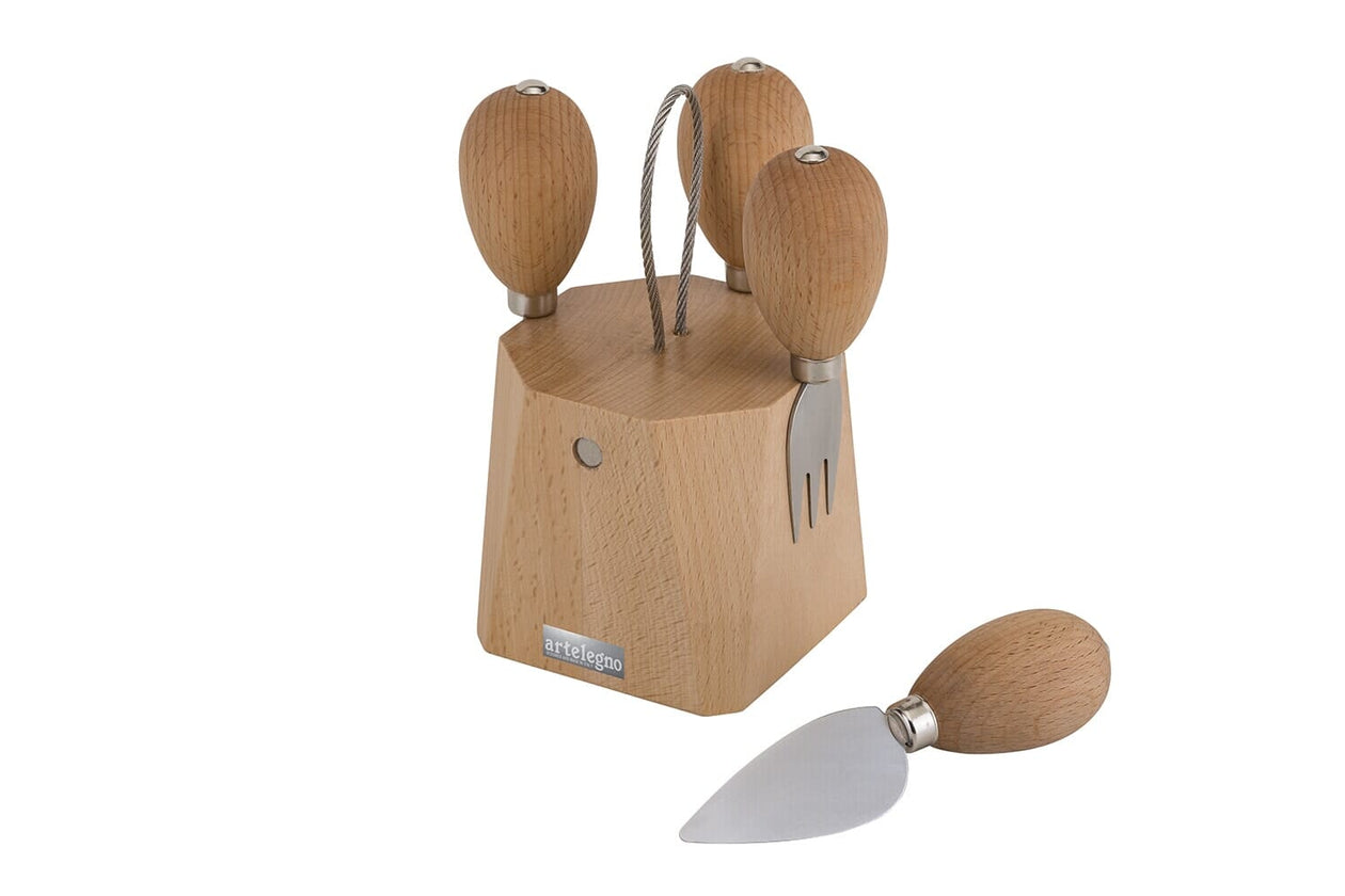 Arte Legno Magnetic Knife Block with Cheese Knives - Set of 4 Equipment ARTE LEGNO 