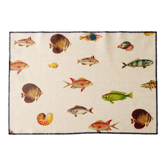 Atenas Home Fish Print Stain-Resistant Placemat — Set of 2 Soft Goods Atenas Home Textiles 