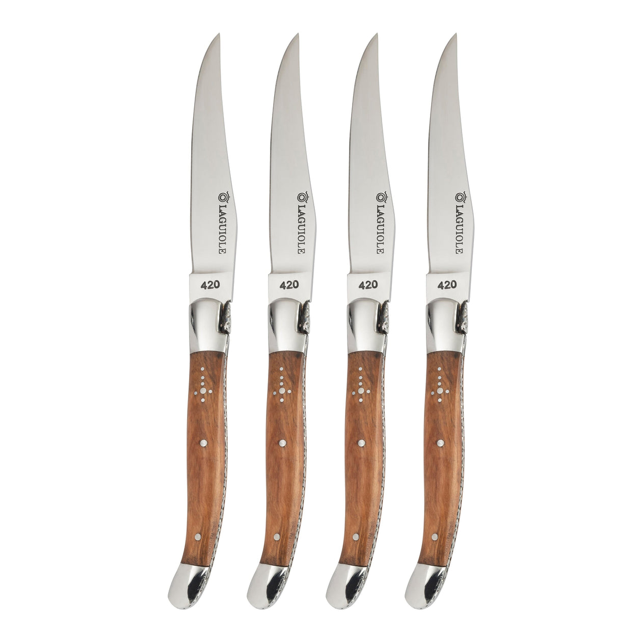 Au Nain Laguiole Olivewood Handle Steak Knives — Set of 4 Equipment French Home 