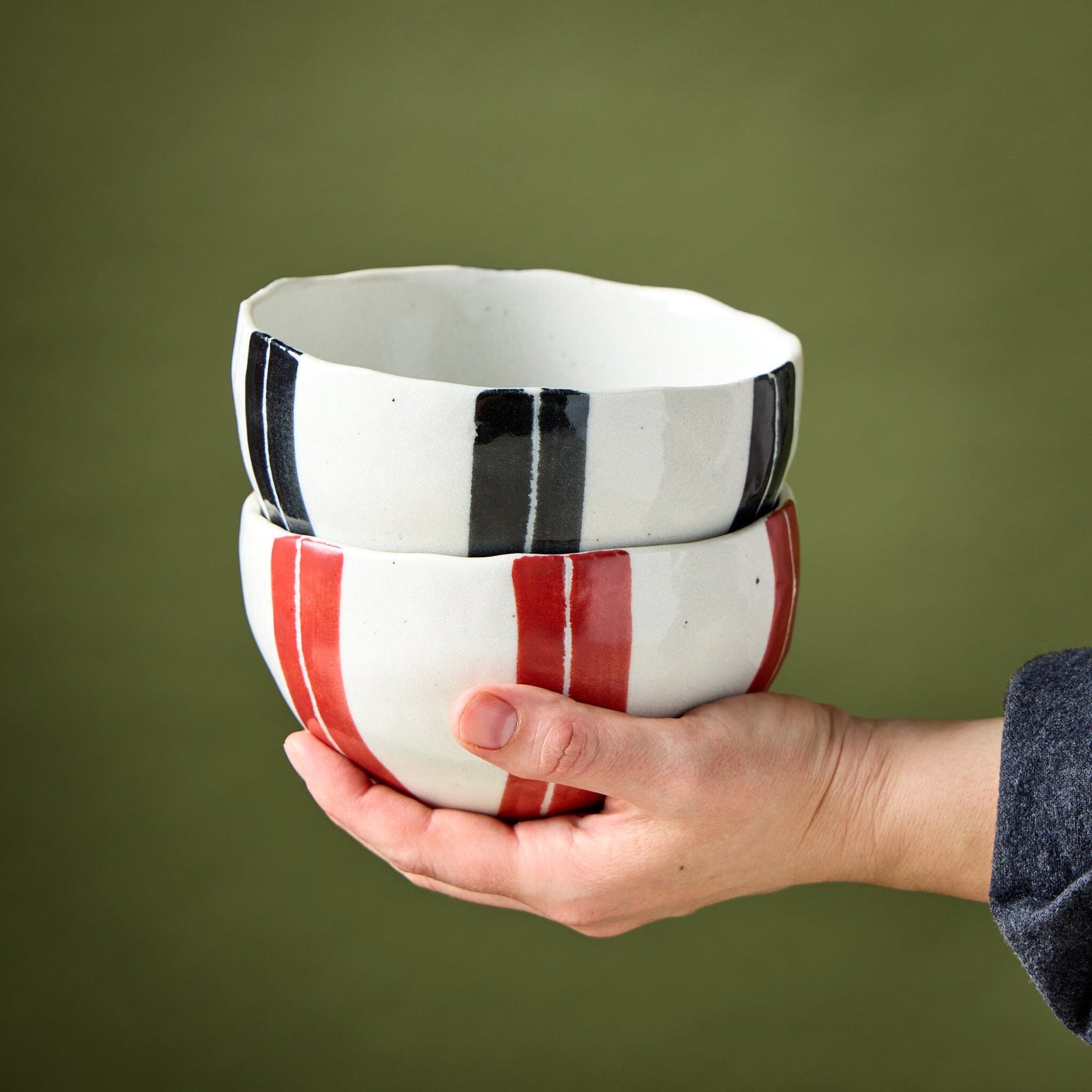 Awasaka Striped Rice Bowls – Set of 2 Tabletop Jewel Japan 