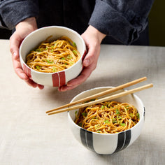 Awasaka Striped Rice Bowls – Set of 2 Tabletop Jewel Japan 