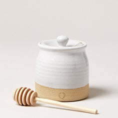 Beehive Honey Pot with Wooden Dipper Pottery Farmhouse Pottery 