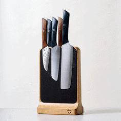 Bisbell Soft Touch Oak Knife Block Equipment Bisbell 