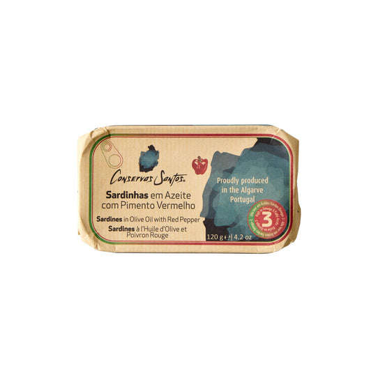 Conservas Santos Sardines in Olive Oil with Red Pepper Pantry Portugalia Marketplace 