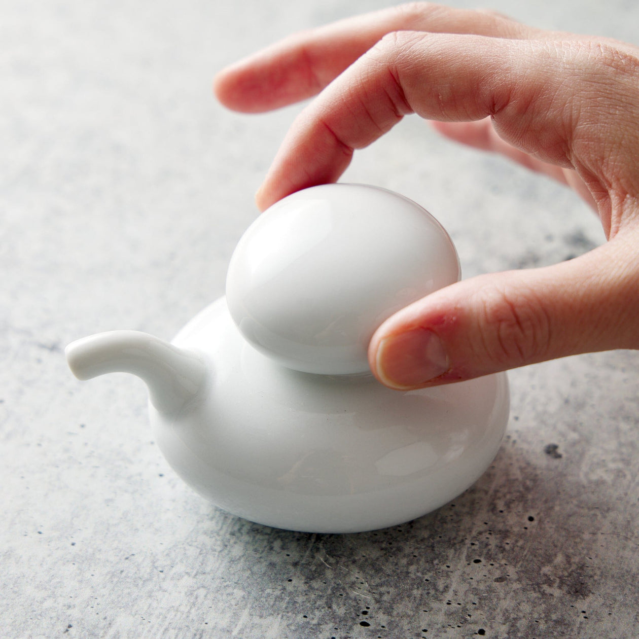 Hakusan Porcelain Ceramic Pebble Soy Sauce Pot Saikai 