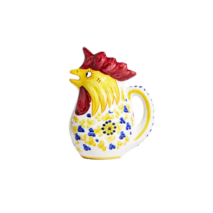 Handmade Deruta Italy Rooster Pitcher—1 Liter Mod Ceramics Yellow 
