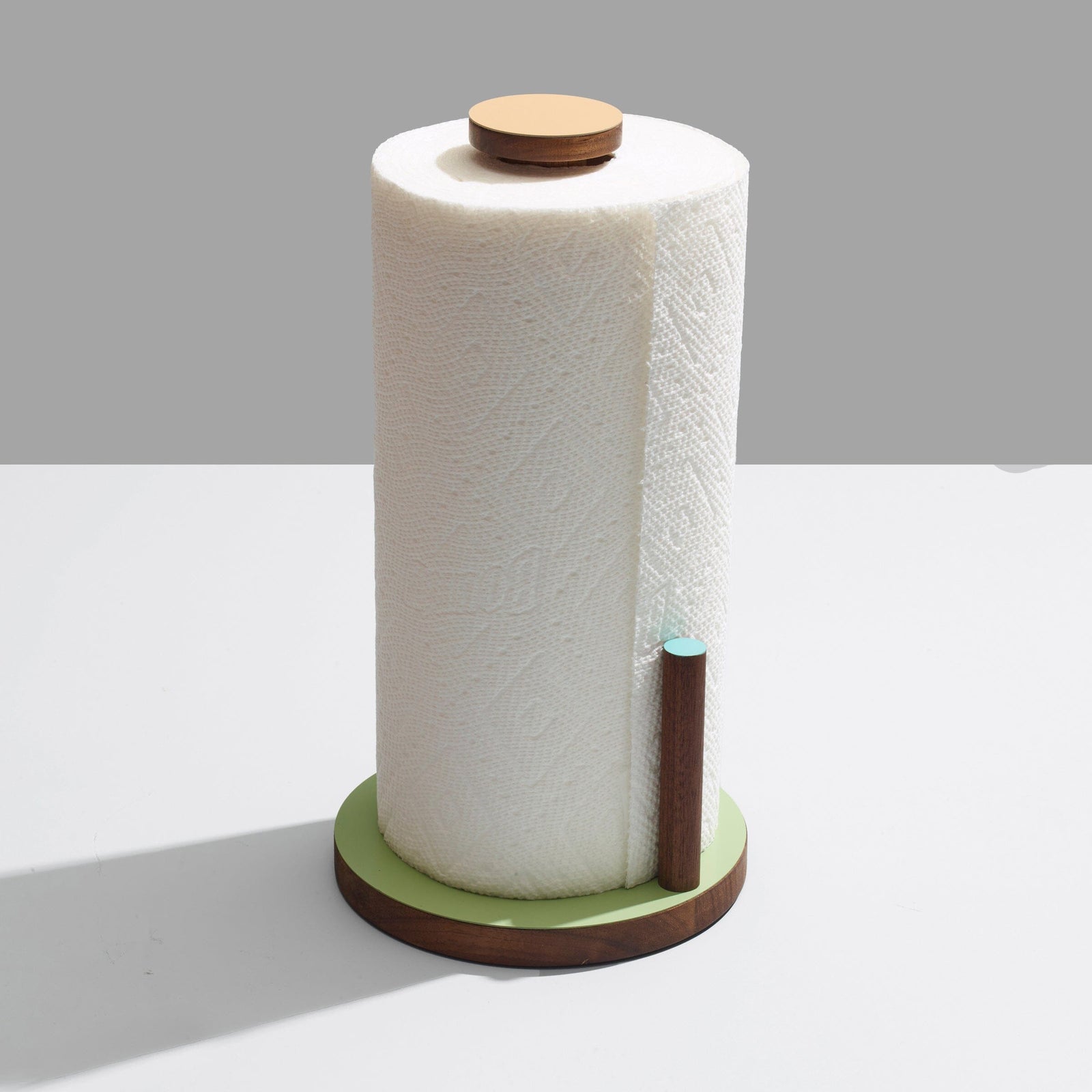 Ilan Ilan | The Paper Towel Keeper - Walnut/Green Paper Towel Holder ilan 