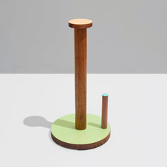 Ilan Ilan | The Paper Towel Keeper - Walnut/Green Paper Towel Holder ilan 