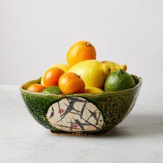 Kakumaka Green and White Squared Bowl Tabletop Jewel Japan 