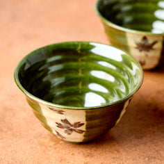 Kakumaka Green Leaf and Flower Bowl – Set of 2 Tabletop Jewel Japan 