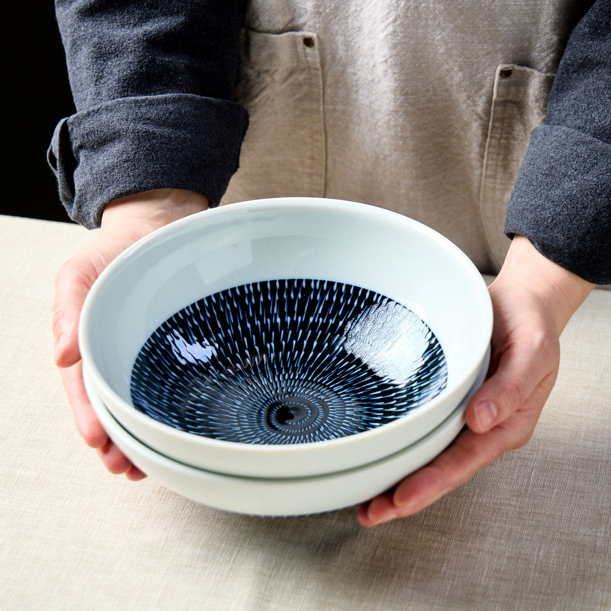 Kakumaka Indigo Noodle Bowl – Set of 2 Tabletop Jewel Japan 