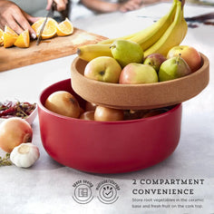 Kamenstein Ceramic and Cork Fruit Bowl Tabletop Lifetime Brands 