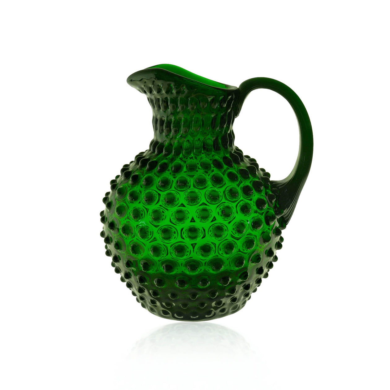 Klimchi Hobnail Crystal Jug Tabletop Klimchi Glassware Dark Green 