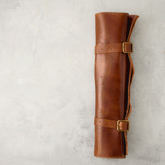 Leather Chef's Knife Roll Bag by Blade Guard Soft Goods Fliproducts 
