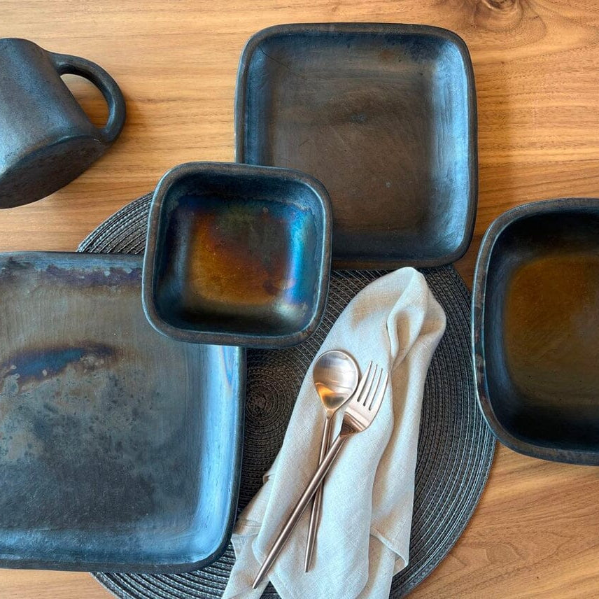 Longpi Pottery Square Bowl - Large Serving Platters Verve Culture 