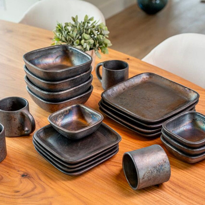 Longpi Pottery Square Bowl - Small Serving Platters Verve Culture 
