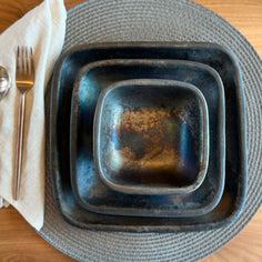 Longpi Pottery Square Bowl - Small Serving Platters Verve Culture 