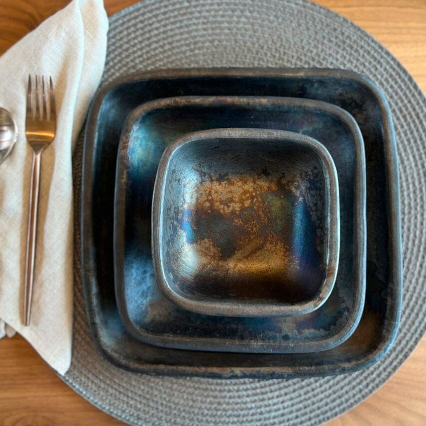 Longpi Pottery Square Bowl - Small Serving Platters Verve Culture 