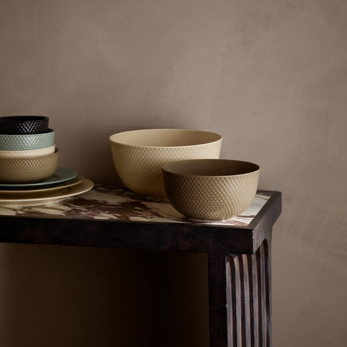 Lyngby Porcelæn Rhombe Earth Bowl, Marble, Ø: 8.7" Bowls rosendahl.com 