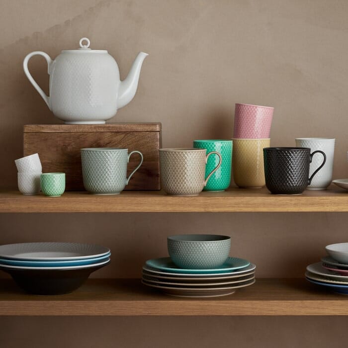 Lyngby Porcelæn Rhombe Earth Mug with Handle, 13.2 Oz Mugs & cups rosendahl.com 