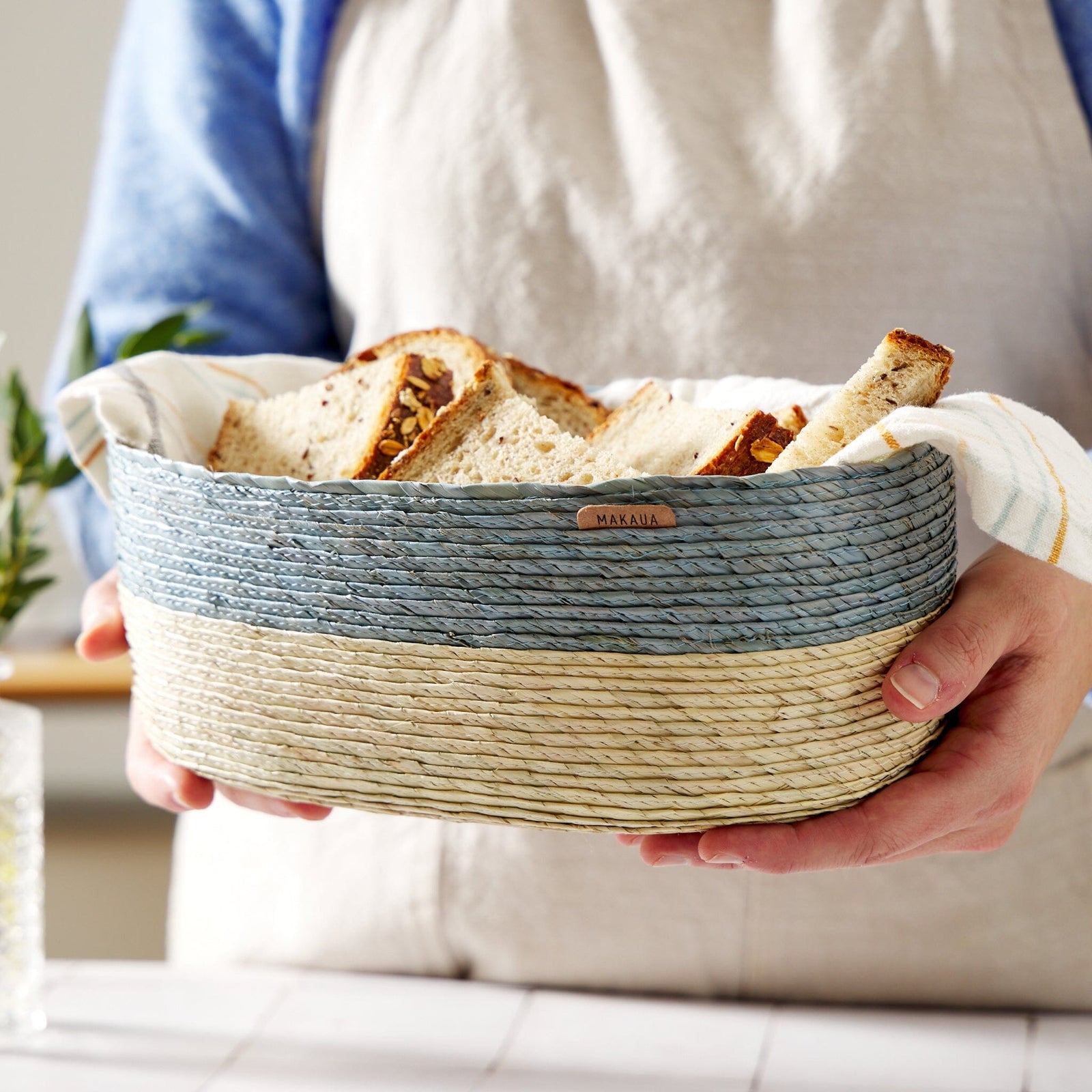 Makaua Oval Basket Makaua Light Blue 