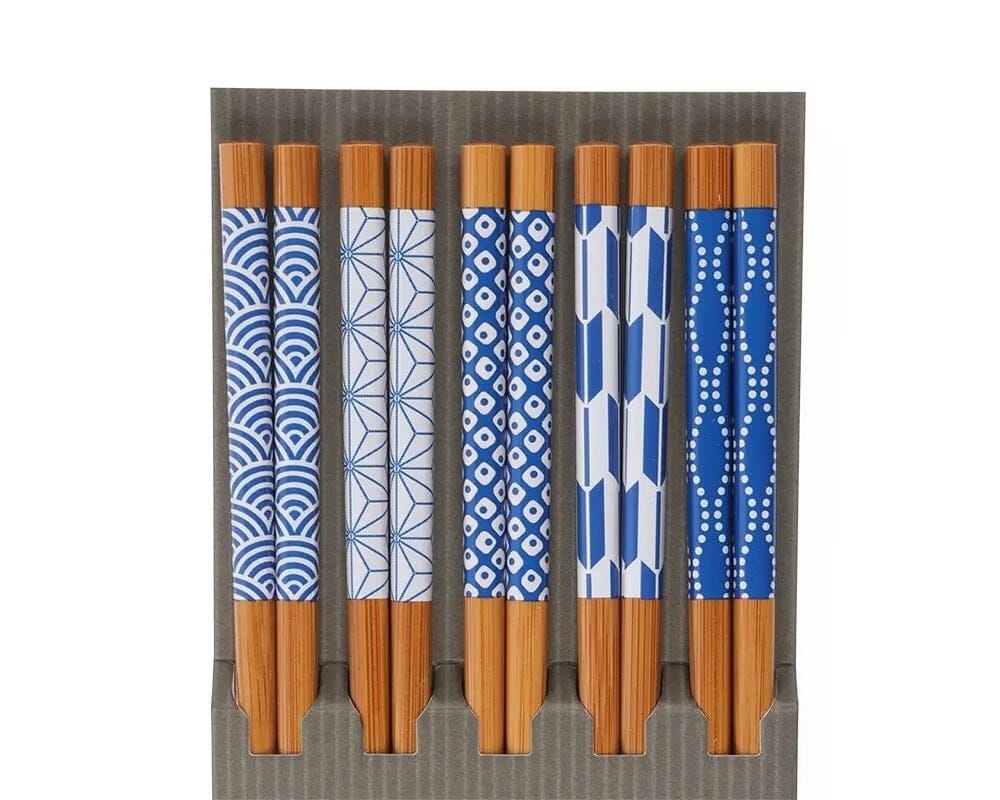 Miya Bamboo Chopsticks Set Blue & White Tabletop Miya Company 
