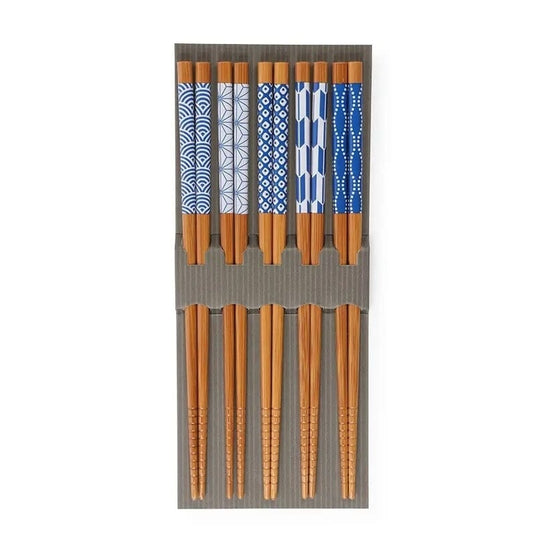 Miya Bamboo Chopsticks Set Blue & White Tabletop Miya Company 