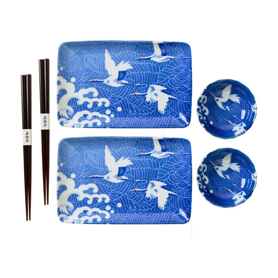 Miya Company Blue Cranes Sushi Set Tabletop Miya Company 