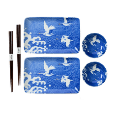 Miya Company Blue Cranes Sushi Set Tabletop Miya Company 