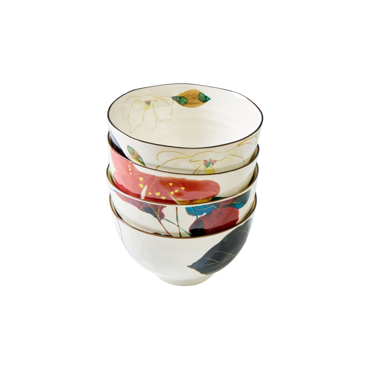 Miya Company Hana Floral Rice Bowl – Gift Set of 4 Tabletop Miya Company 
