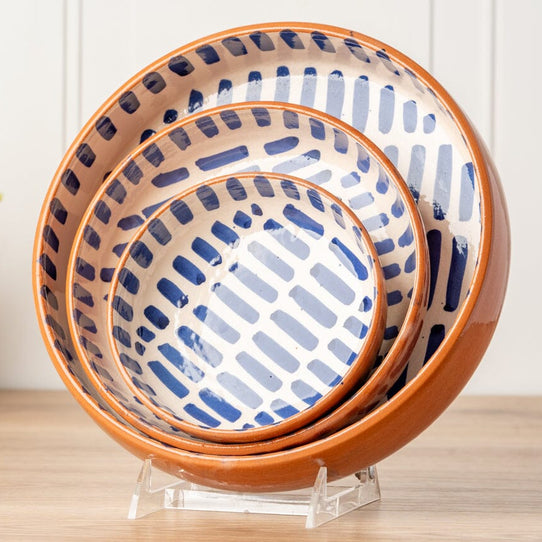 Moroccan Nesting Dish Set - Blue Stripe Bowl Verve Culture 