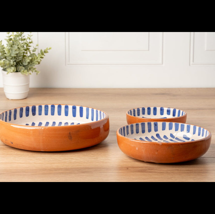 Moroccan Nesting Dish Set - Blue Stripe Bowl Verve Culture 