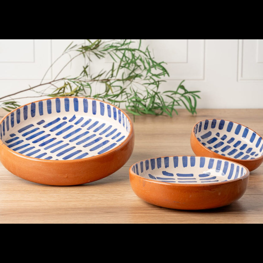 Moroccan Nesting Dish Set - Blue Stripe Bowl Verve Culture 