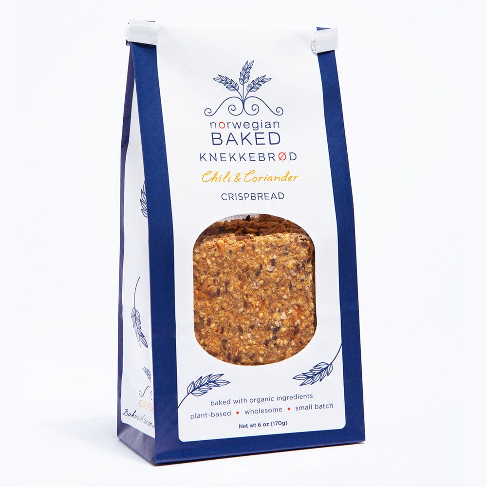 Norwegian Knekkebrød Organic Handcrafted Crispbread Pantry Norwegian Baked Chili & Coriander 