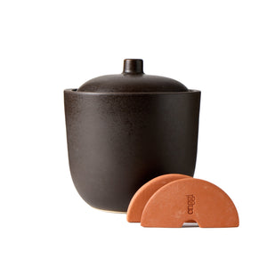 Onggi Fermentation Crock with Half Moon Weights- Matte Black Cookware & Tools Onggi 
