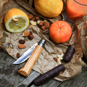 Opinel Olive Wood No. 8 Folding Knife with Sheath